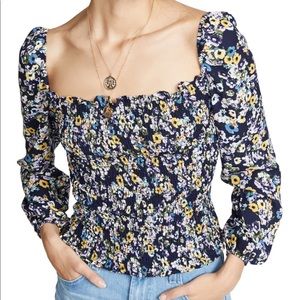 Cupcakes & Cashmere Smocked Floral Top